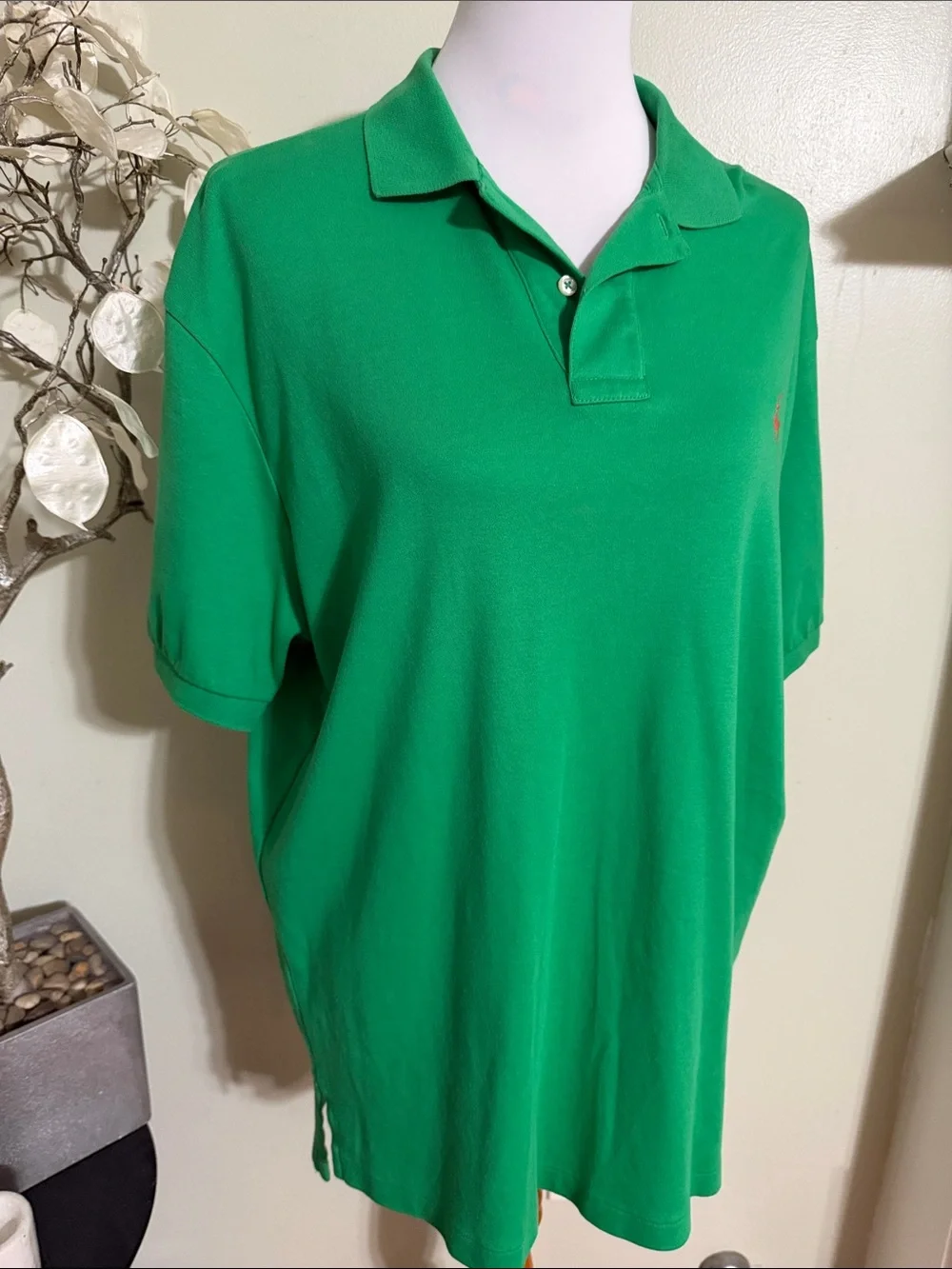 Ralph Lauren Green Polo with Contrast Pony Embroidery 100% Cotton Size L